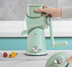 Multi-functional vegetable cutter with hand-operated rocker-style cutting mechanism