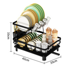 Single Layer Iron Dish Drying Rack – Bowl & Cup Holder Kitchen Organizer (Black/Gray)