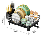 Single Layer Iron Dish Drying Rack – Bowl & Cup Holder Kitchen Organizer (Black/Gray)