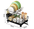 Single Layer Iron Dish Drying Rack – Bowl & Cup Holder Kitchen Organizer (Black/Gray)