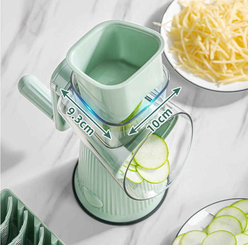 Multi-functional vegetable cutter with hand-operated rocker-style cutting mechanism