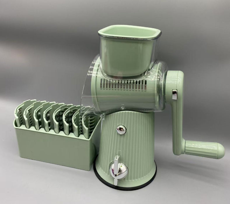 Multi-functional vegetable cutter with hand-operated rocker-style cutting mechanism