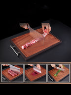 Double-Sided Cutting Board – Ebony Wood & Stainless Steel, Antibacterial Kitchen Chopping Board