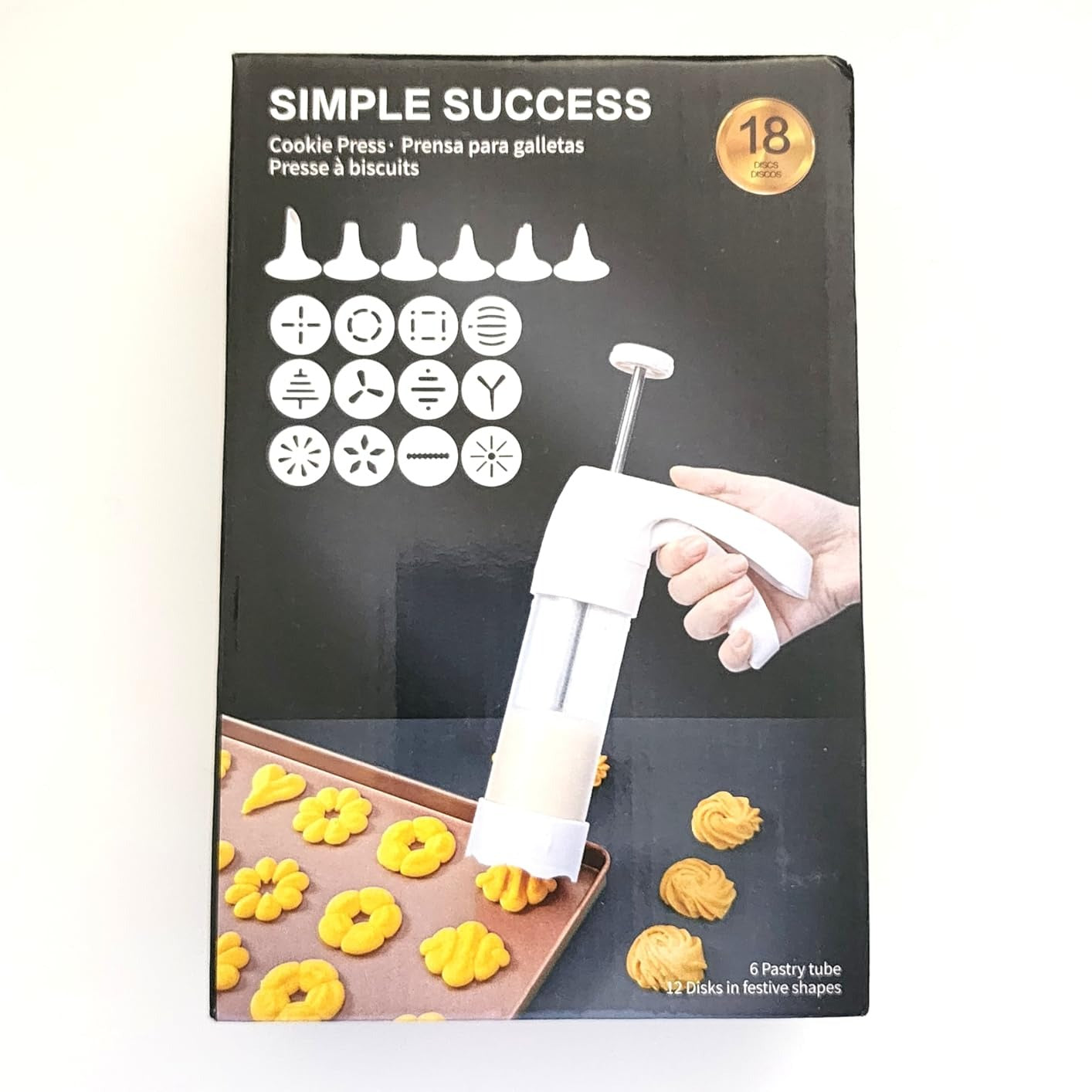 Cookie Press Gun & Icing Kit – 12 Discs & 6 Piping Tips for DIY Baking & Cake Decorating