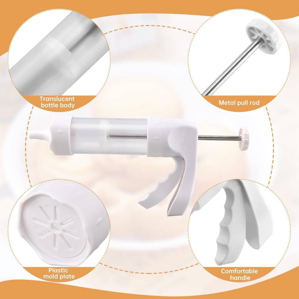 Cookie Press Gun & Icing Kit – 12 Discs & 6 Piping Tips for DIY Baking & Cake Decorating