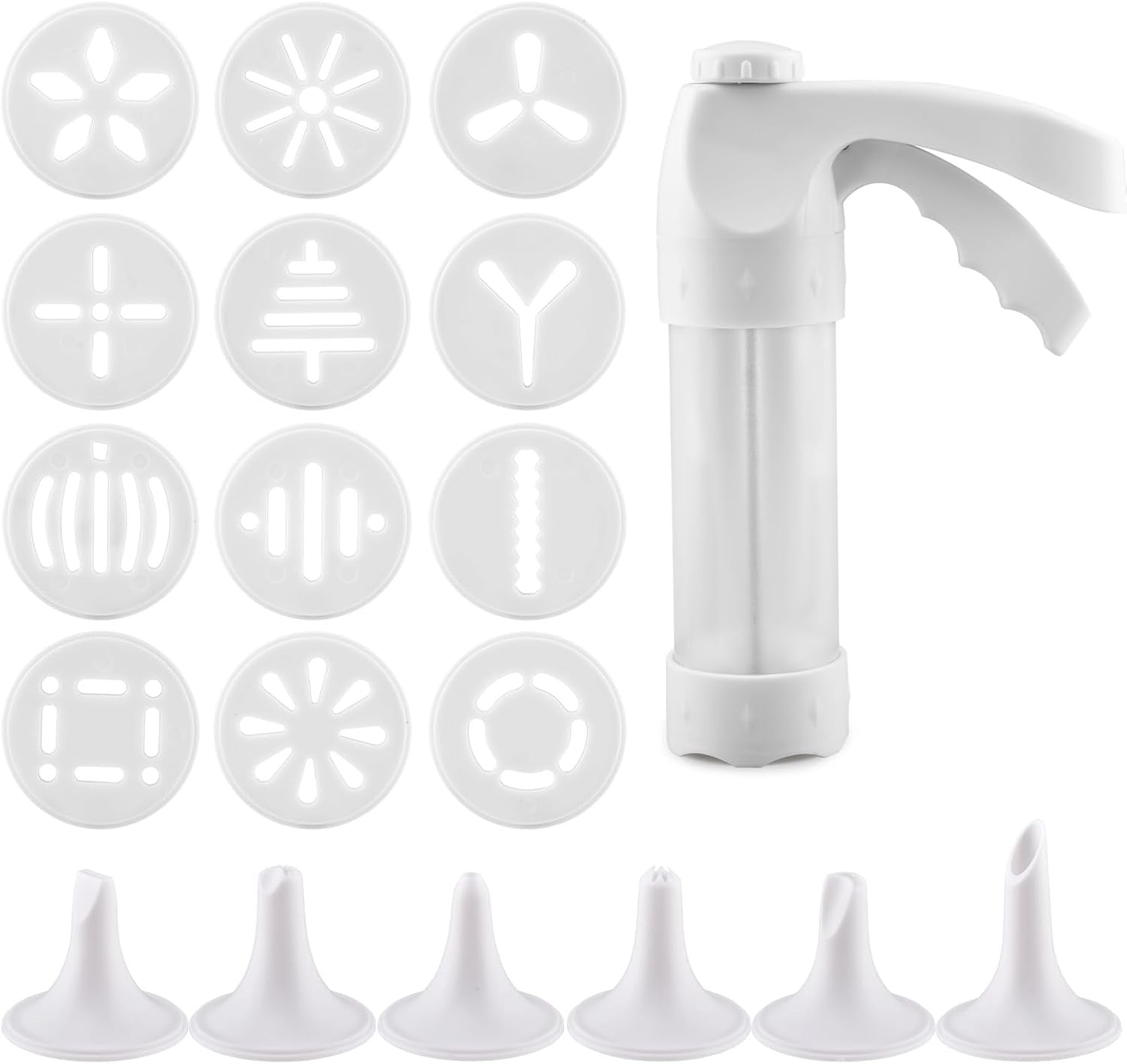 Cookie Press Gun & Icing Kit – 12 Discs & 6 Piping Tips for DIY Baking & Cake Decorating