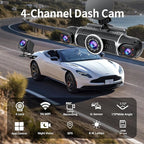 360° 4-Channel Dash Cam 2K+1080P – WiFi, GPS, Night Vision & 24/7 Parking Mode with 64GB