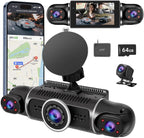 360° 4-Channel Dash Cam 2K+1080P – WiFi, GPS, Night Vision & 24/7 Parking Mode with 64GB