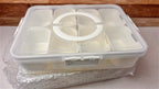 8-Compartment Divided Snack Serving Tray with Lid – Portable Clear Organizer for Fruits, Nuts & Candy