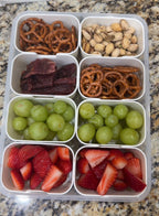 8-Compartment Divided Snack Serving Tray with Lid – Portable Clear Organizer for Fruits, Nuts & Candy