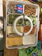 8-Compartment Divided Snack Serving Tray with Lid – Portable Clear Organizer for Fruits, Nuts & Candy