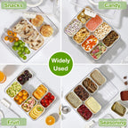 8-Compartment Divided Snack Serving Tray with Lid – Portable Clear Organizer for Fruits, Nuts & Candy