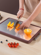 Double-Sided Cutting Board – Ebony Wood & Stainless Steel, Antibacterial Kitchen Chopping Board