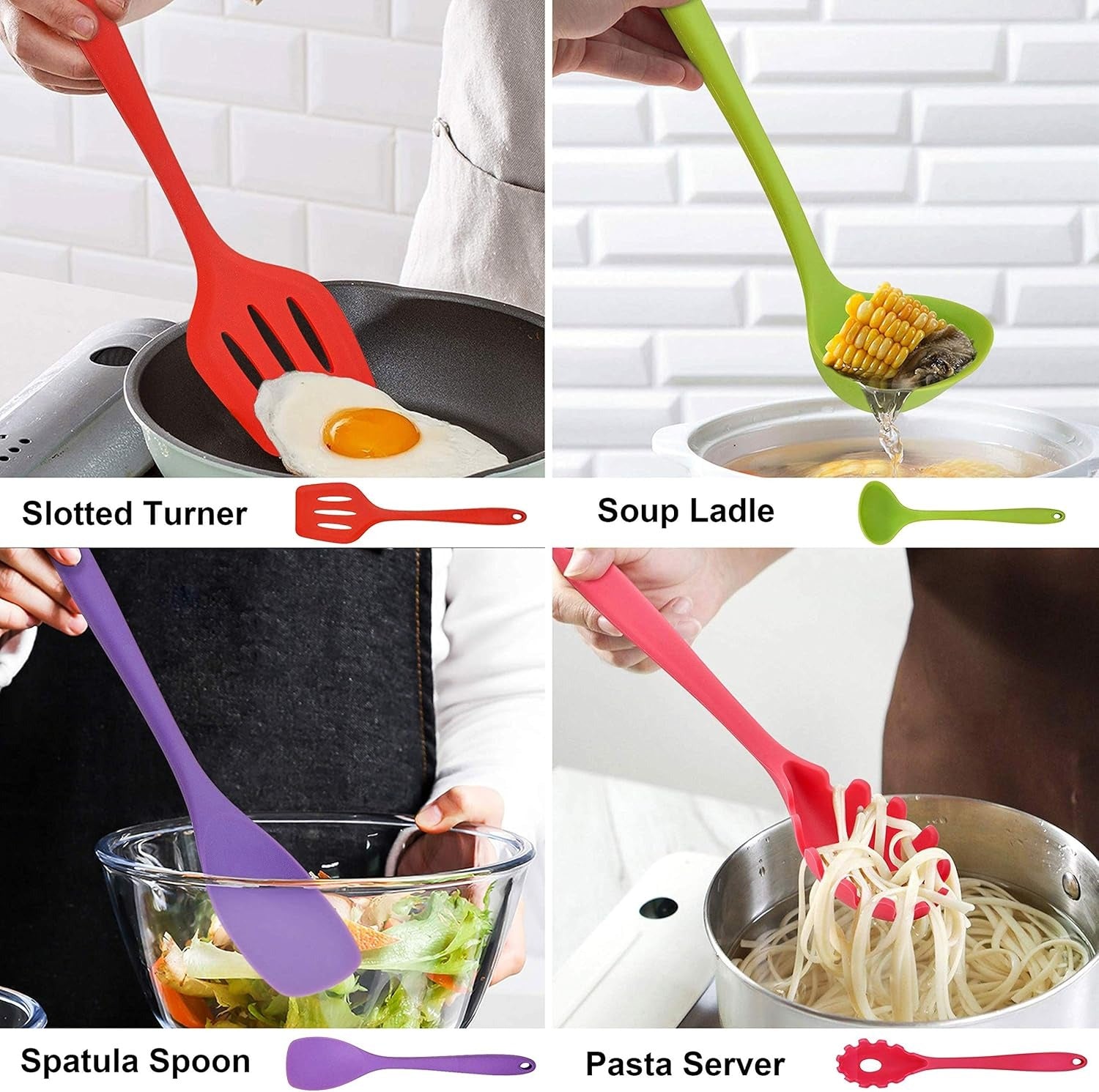 14-Piece Silicone Kitchen Utensils Set – Non-Stick Safe Cooking Spatula & Spoon Set