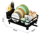 Single Layer Iron Dish Drying Rack – Bowl & Cup Holder Kitchen Organizer (Black/Gray)
