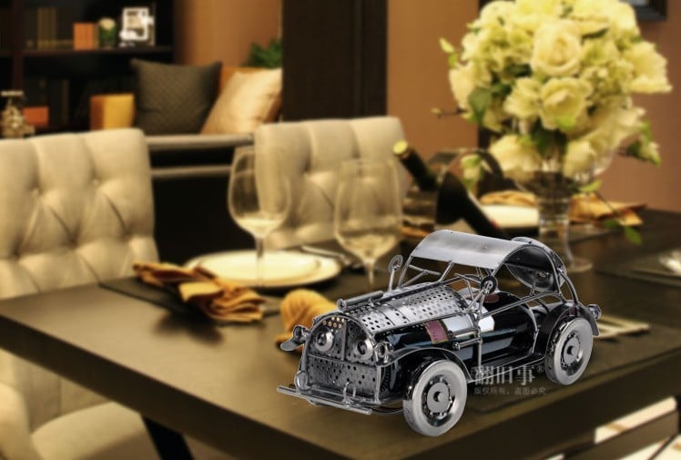 Vintage Car Iron Wine Rack – Antique Decorative Bottle Holder for Home & Bar Decor
