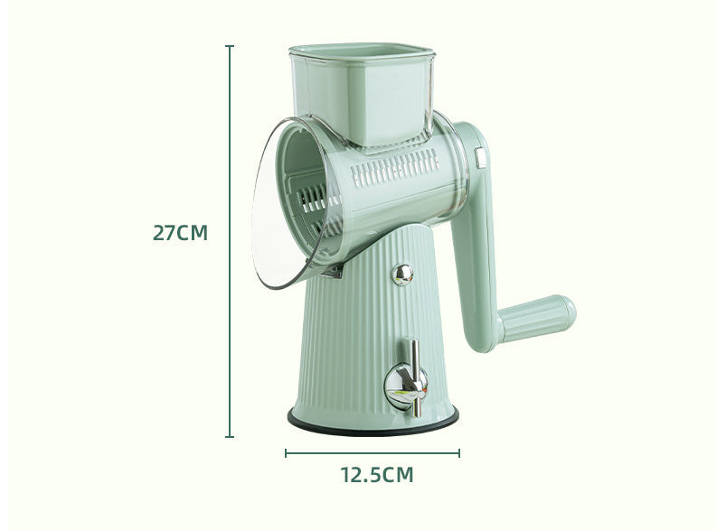 Multi-functional vegetable cutter with hand-operated rocker-style cutting mechanism