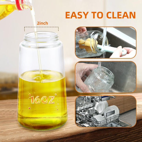 2-in-1 Olive Oil Spray Bottle & Dispenser – 16oz Kitchen Sprayer for Cooking, BBQ & Air Fryer