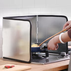 Foldable 3-Sided Kitchen Splash Guard – Aluminum Stove Oil Splatter Protector