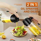 2-in-1 Olive Oil Spray Bottle & Dispenser – 16oz Kitchen Sprayer for Cooking, BBQ & Air Fryer