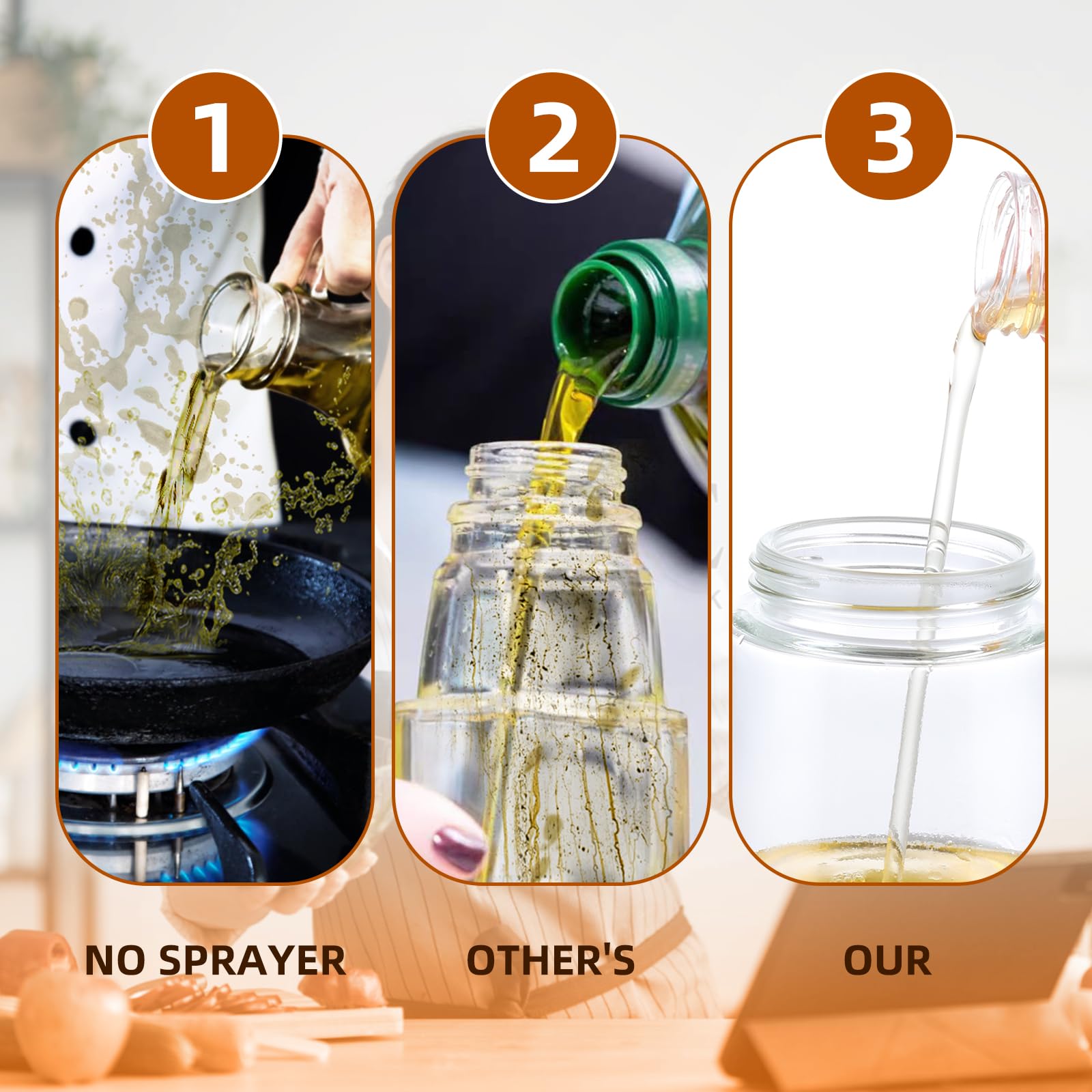 2-in-1 Olive Oil Spray Bottle & Dispenser – 16oz Kitchen Sprayer for Cooking, BBQ & Air Fryer