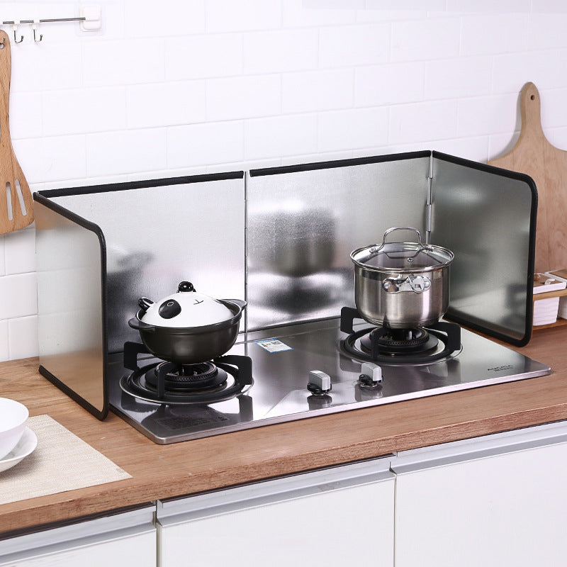 Foldable 3-Sided Kitchen Splash Guard – Aluminum Stove Oil Splatter Protector