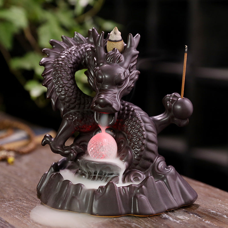 Xianglong Dragon Backflow Incense Burner – LED Smoke Waterfall