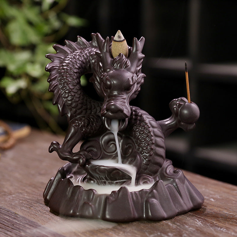 Xianglong Dragon Backflow Incense Burner – LED Smoke Waterfall